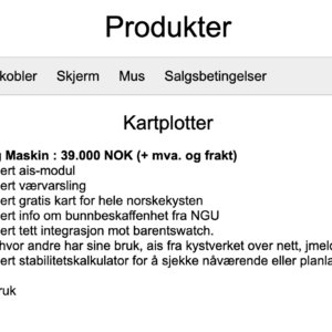 SailorsMate Kartplotter og Maskin